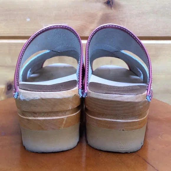 Troentorp of Sweden Mariah Metallic Hot Pink Clog Sandal Leather 8-8.5 38 - Picture 5 of 16